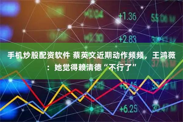 手机炒股配资软件 蔡英文近期动作频频，王鸿薇：她觉得赖清德“不行了”