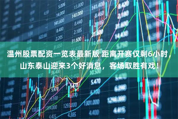 温州股票配资一览表最新版 距离开赛仅剩6小时，山东泰山迎来3个好消息，客场取胜有戏！